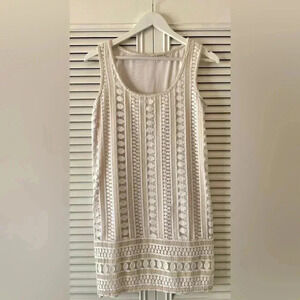 Max Studio Women’s Off White Lace Overlay Shift Dress w/Nude Lining SZ XS